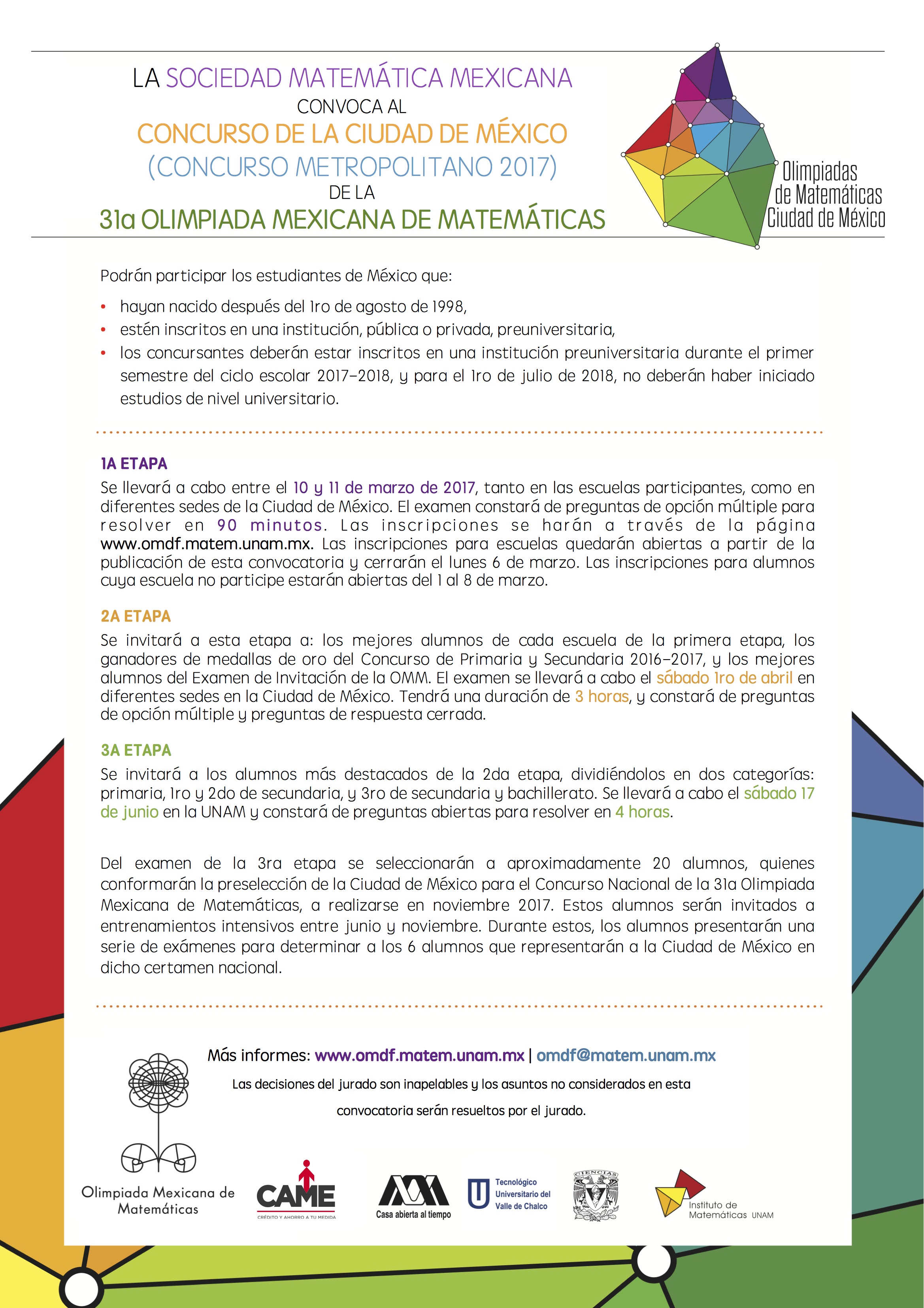 ¿Cuántas etapas son de la Olimpiada de matemáticas