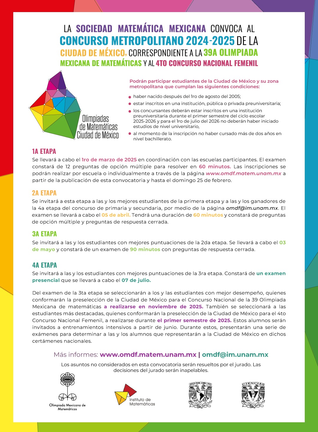 Convocatoria Concurso Metropolitano 2025 de la Ciudad de México para la 39° OMM